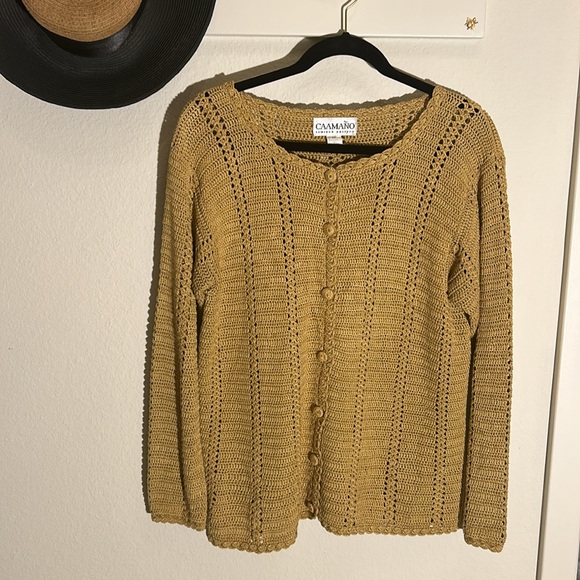 CAAMANO HAND KNIT Peruvian Cardigan Sweater Size M - Picture 2 of 9